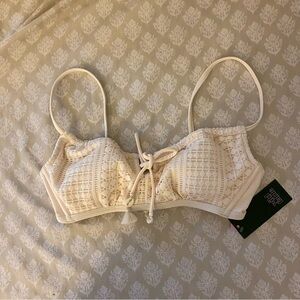 Crochet Front Tie Bralette Bikini Top - (Wild Fable) Cream S